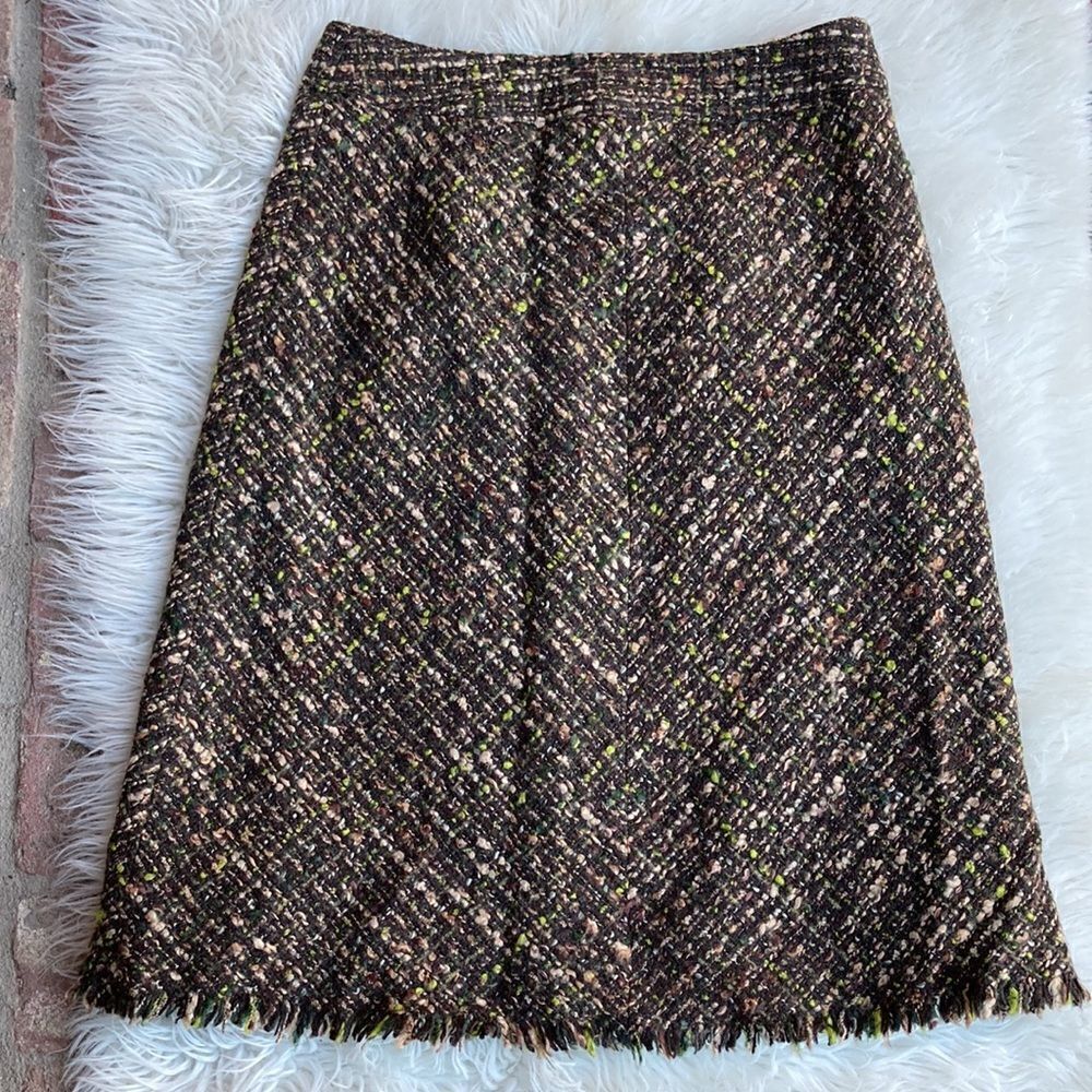 J Jill Multi Color Lined Wool Blend Textured Skirt Size 8